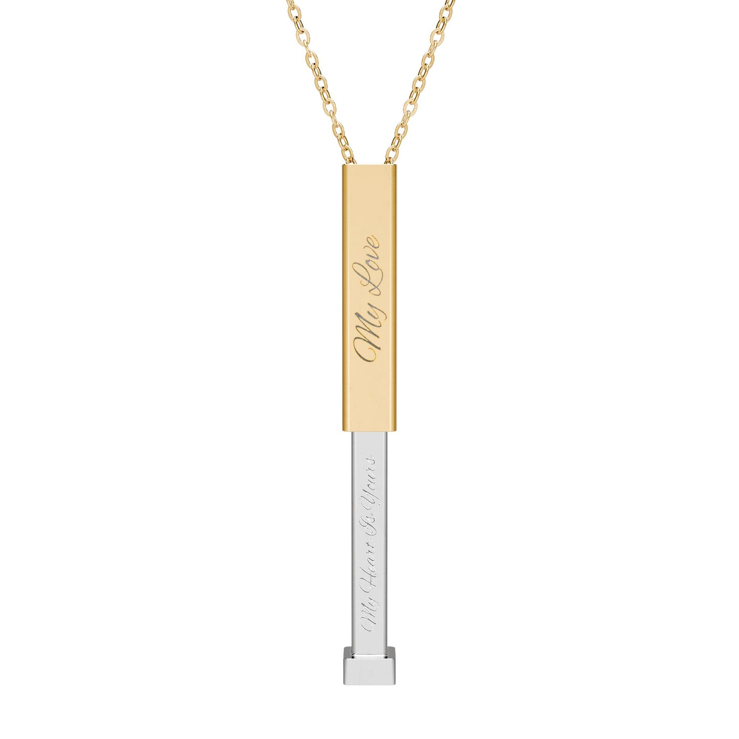 Hidden Love Message Sliding Bar Necklace — Engraved Secret Message Pendant
