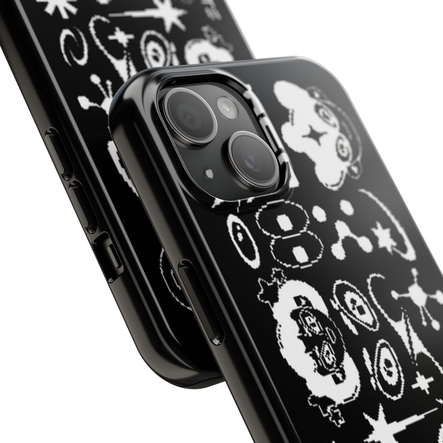 Pixel Elements Tough Phone Case — Black Retro Gamer Icons