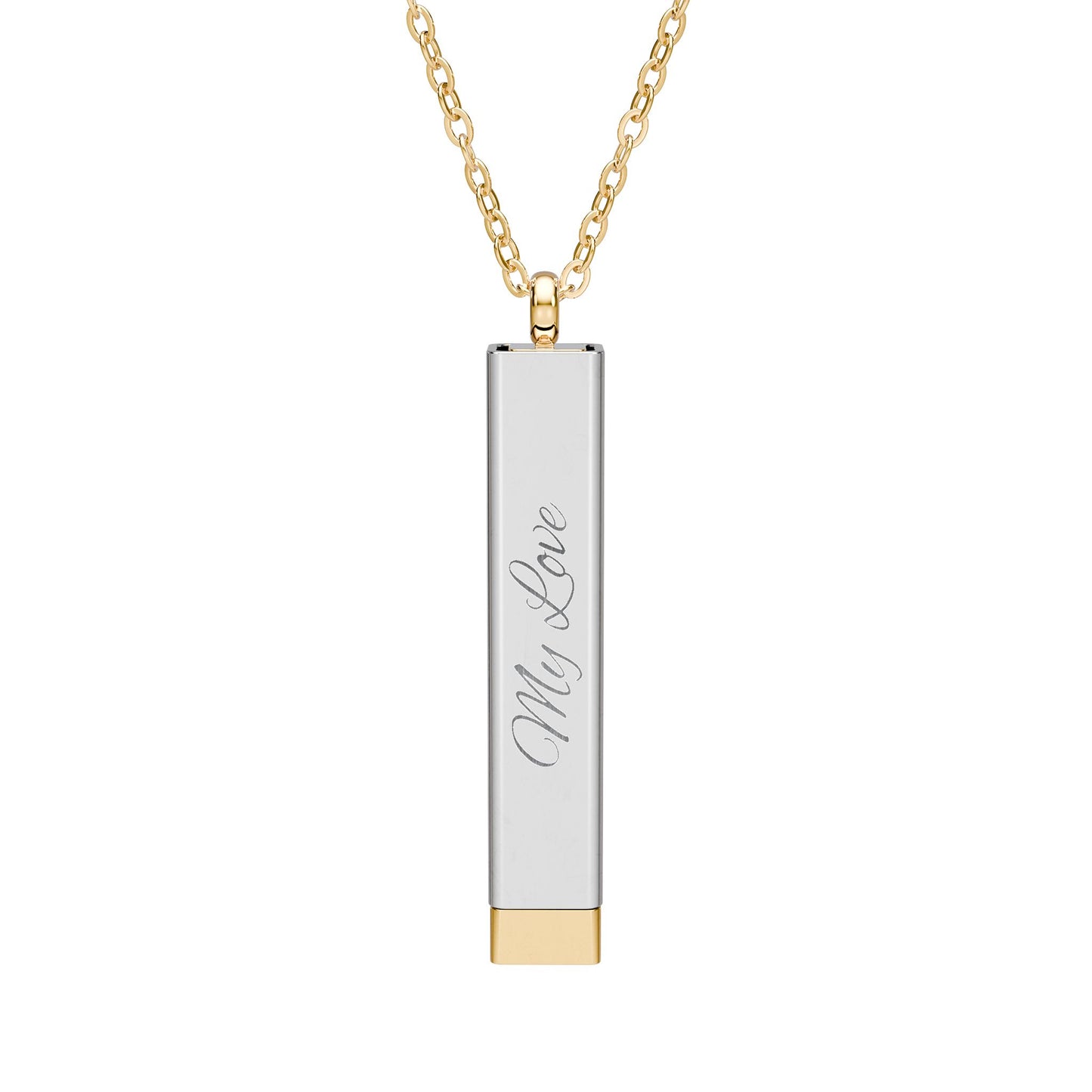 Hidden Love Message Sliding Bar Necklace — Engraved Secret Message Pendant