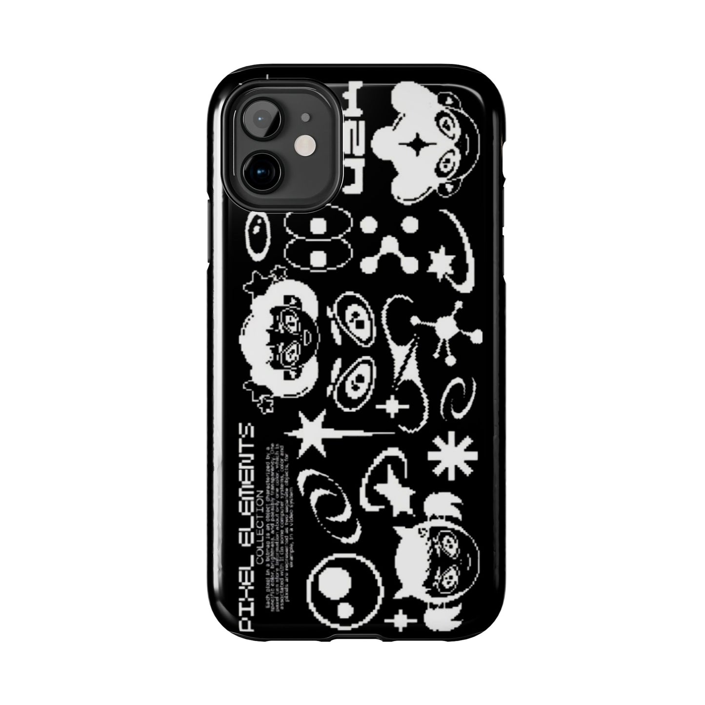 Pixel Elements Tough Phone Case — Black Retro Gamer Icons