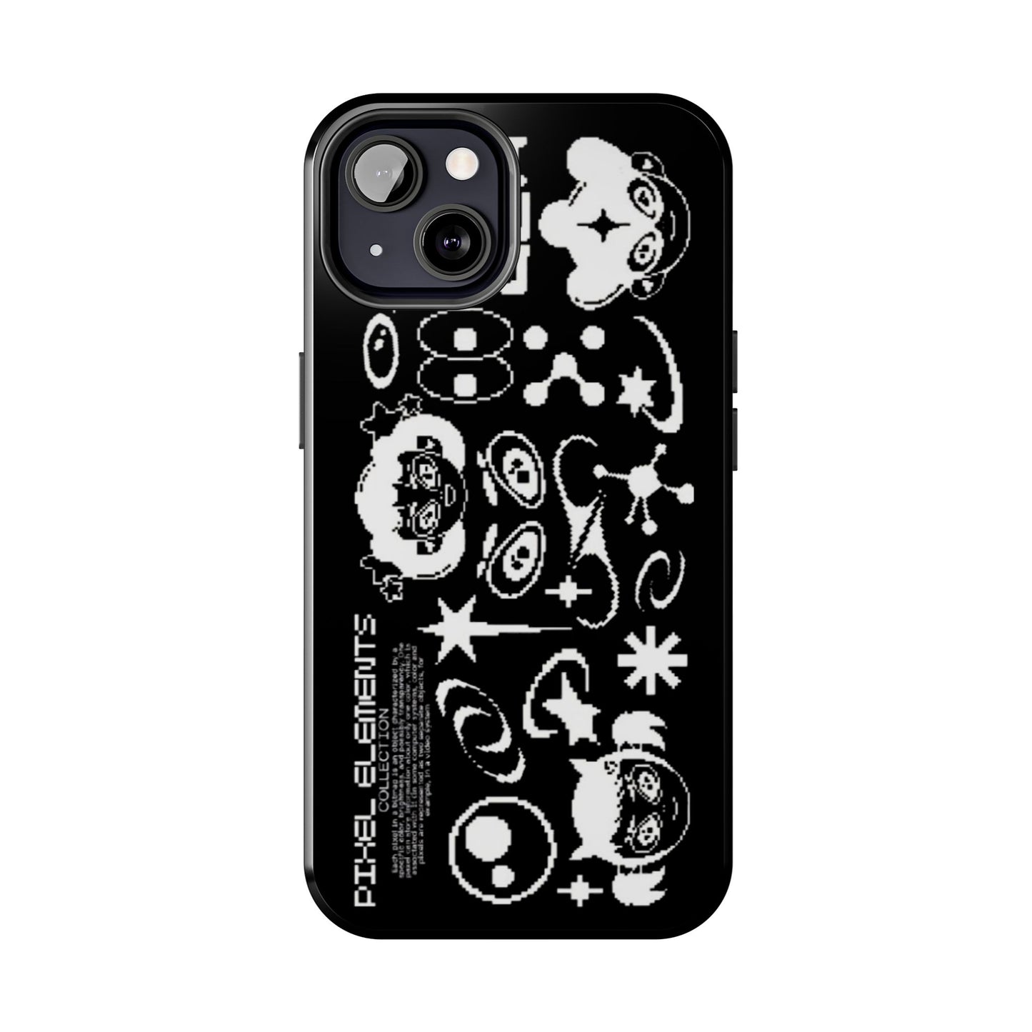 Pixel Elements Tough Phone Case — Black Retro Gamer Icons