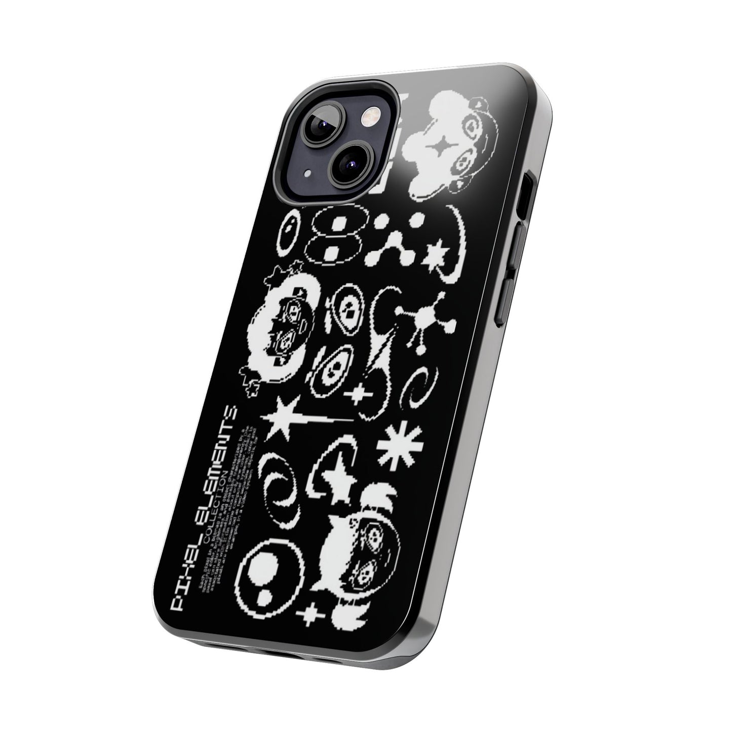 Pixel Elements Tough Phone Case — Black Retro Gamer Icons