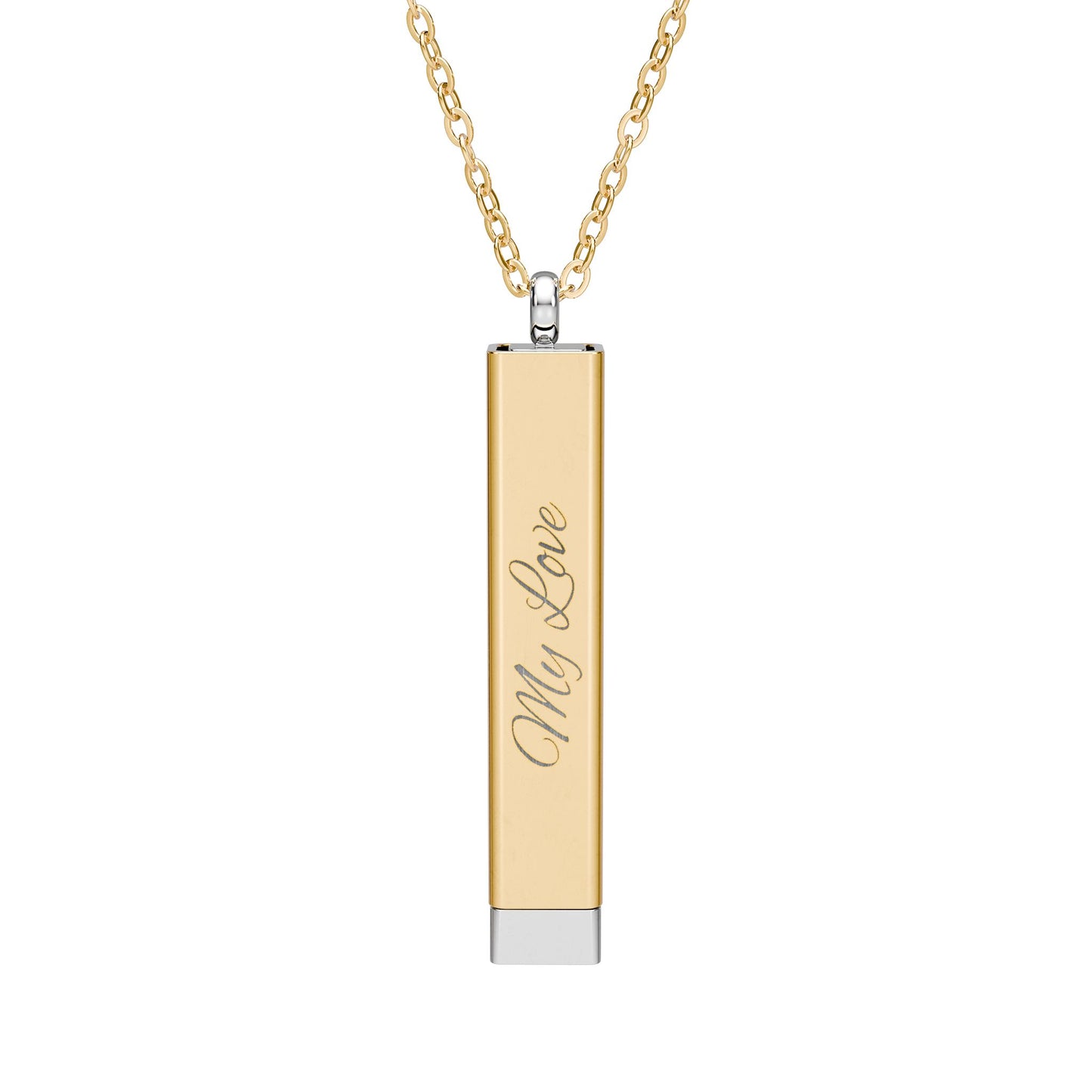 Hidden Love Message Sliding Bar Necklace — Engraved Secret Message Pendant