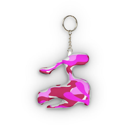 Pink Camo Custom Shape Mini Plush Keychain — Personalized Cute Plush Accessory