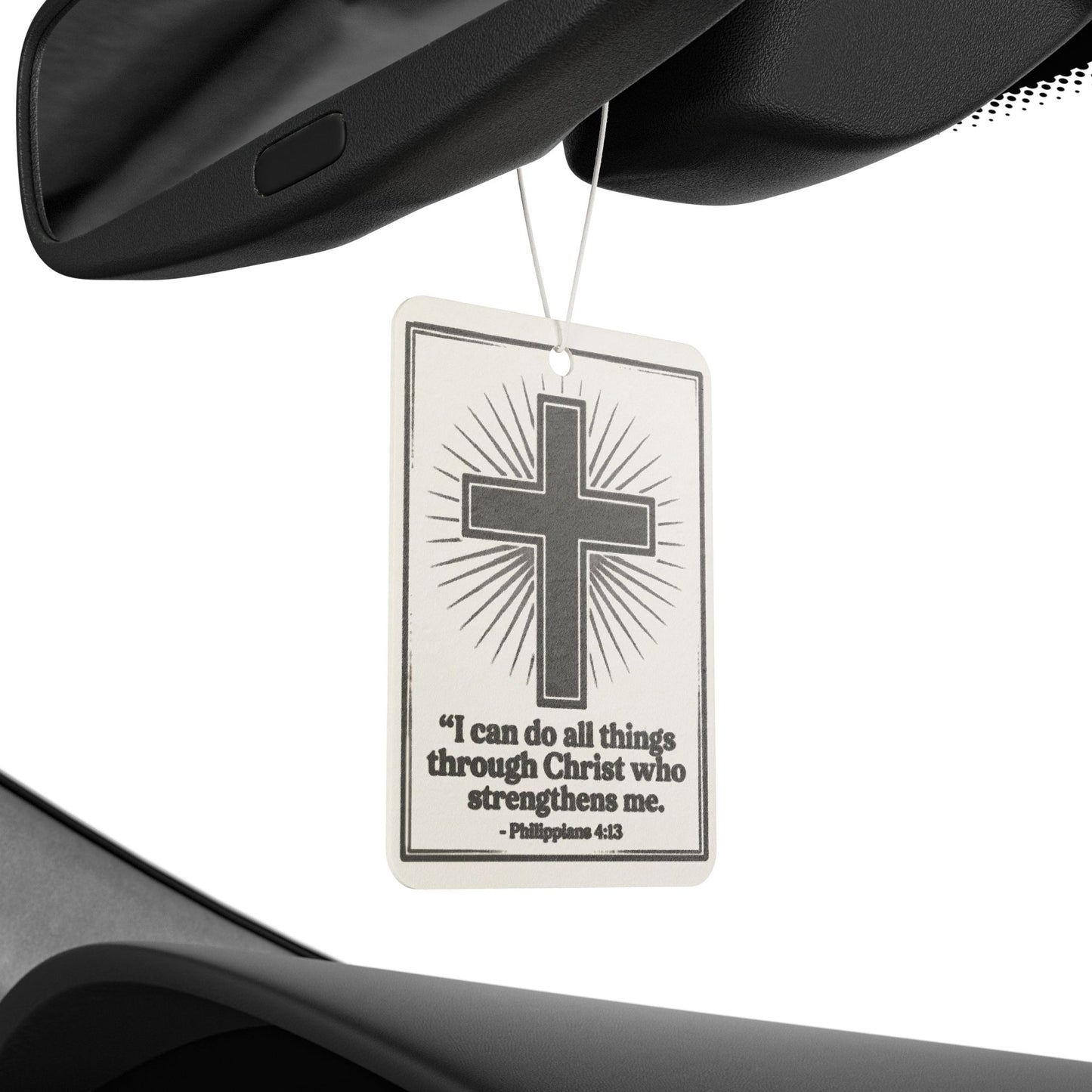 Christian Cross Car Air Freshener — "I can do all things through Christ" (Philippians 4:13)