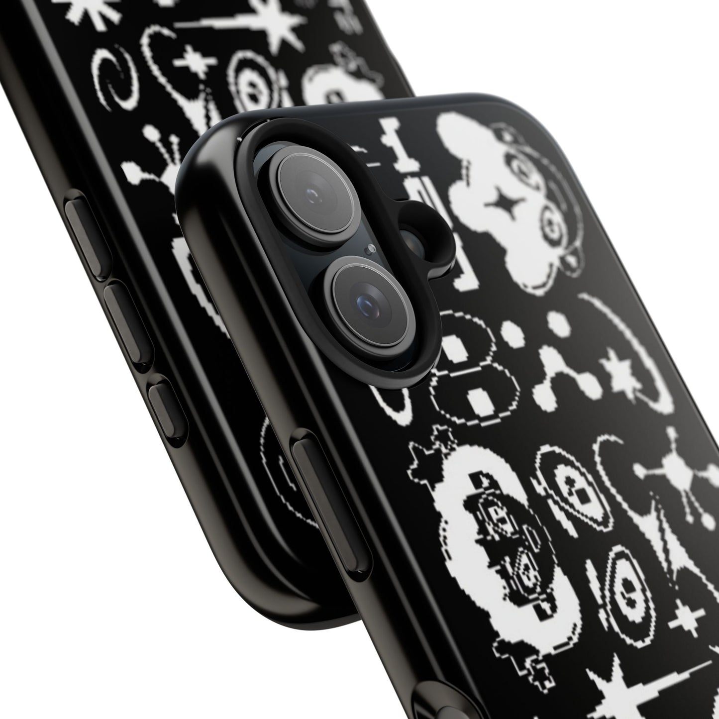 Pixel Elements Tough Phone Case — Black Retro Gamer Icons