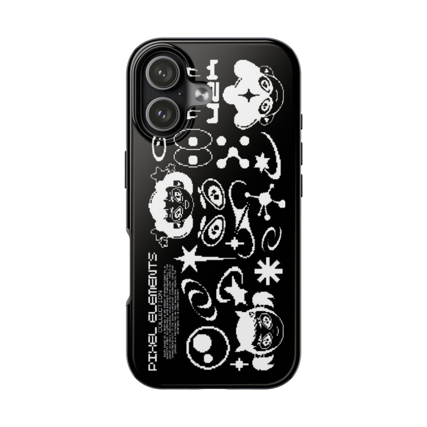 Pixel Elements Tough Phone Case — Black Retro Gamer Icons