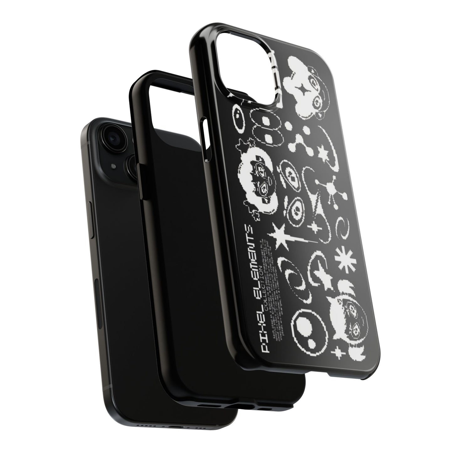 Pixel Elements Tough Phone Case — Black Retro Gamer Icons