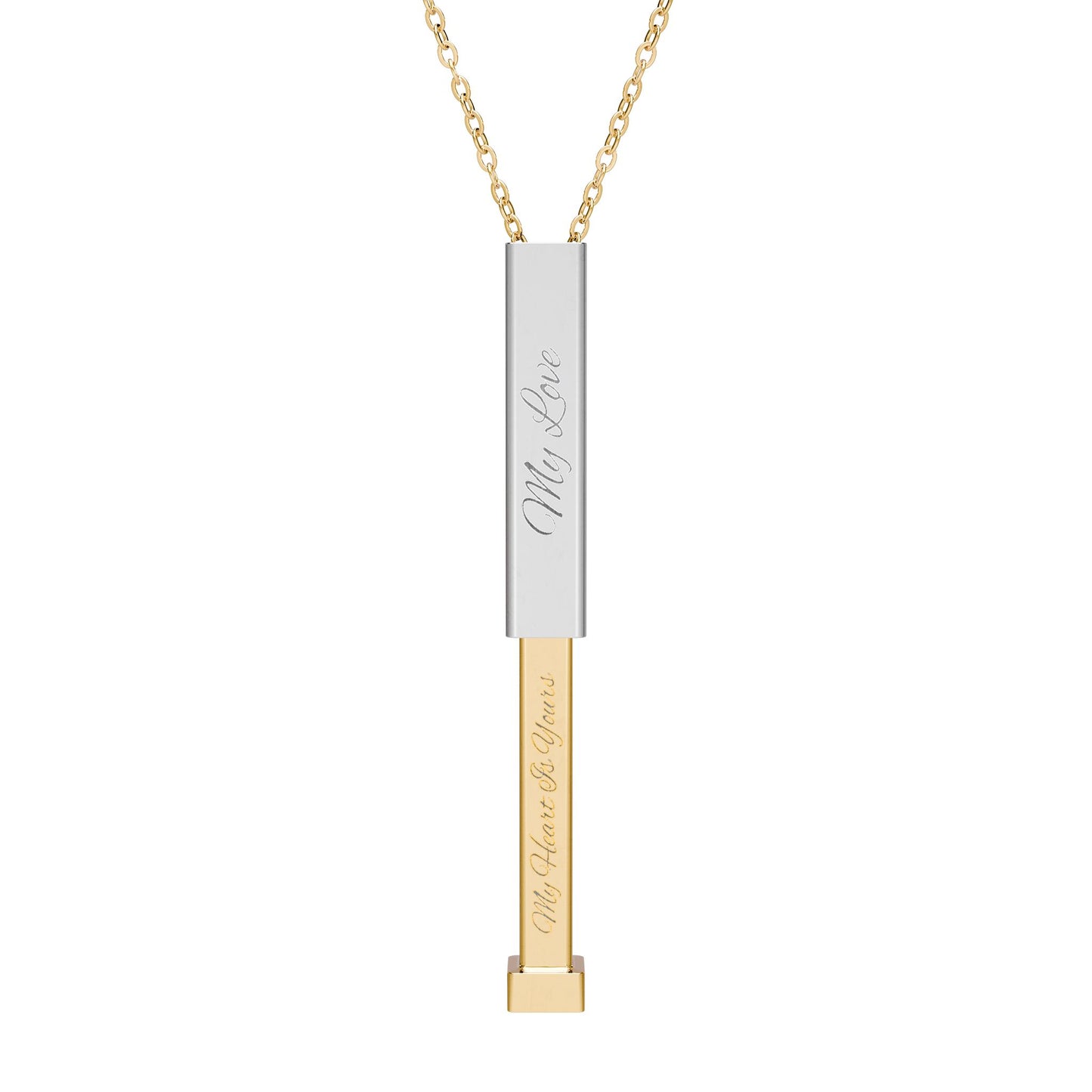 Hidden Love Message Sliding Bar Necklace — Engraved Secret Message Pendant