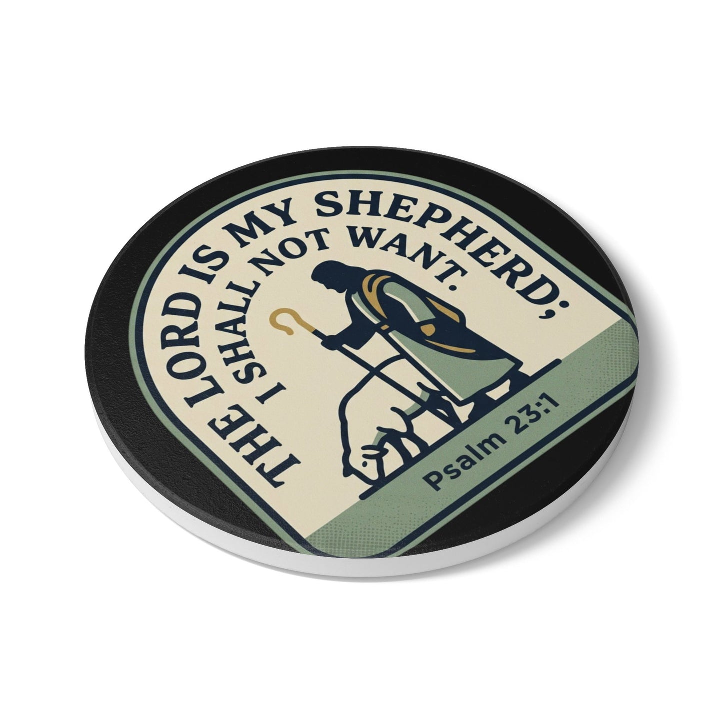 Psalm 23 Ceramic Coaster — "The Lord Is My Shepherd" Christian Drink Coaster