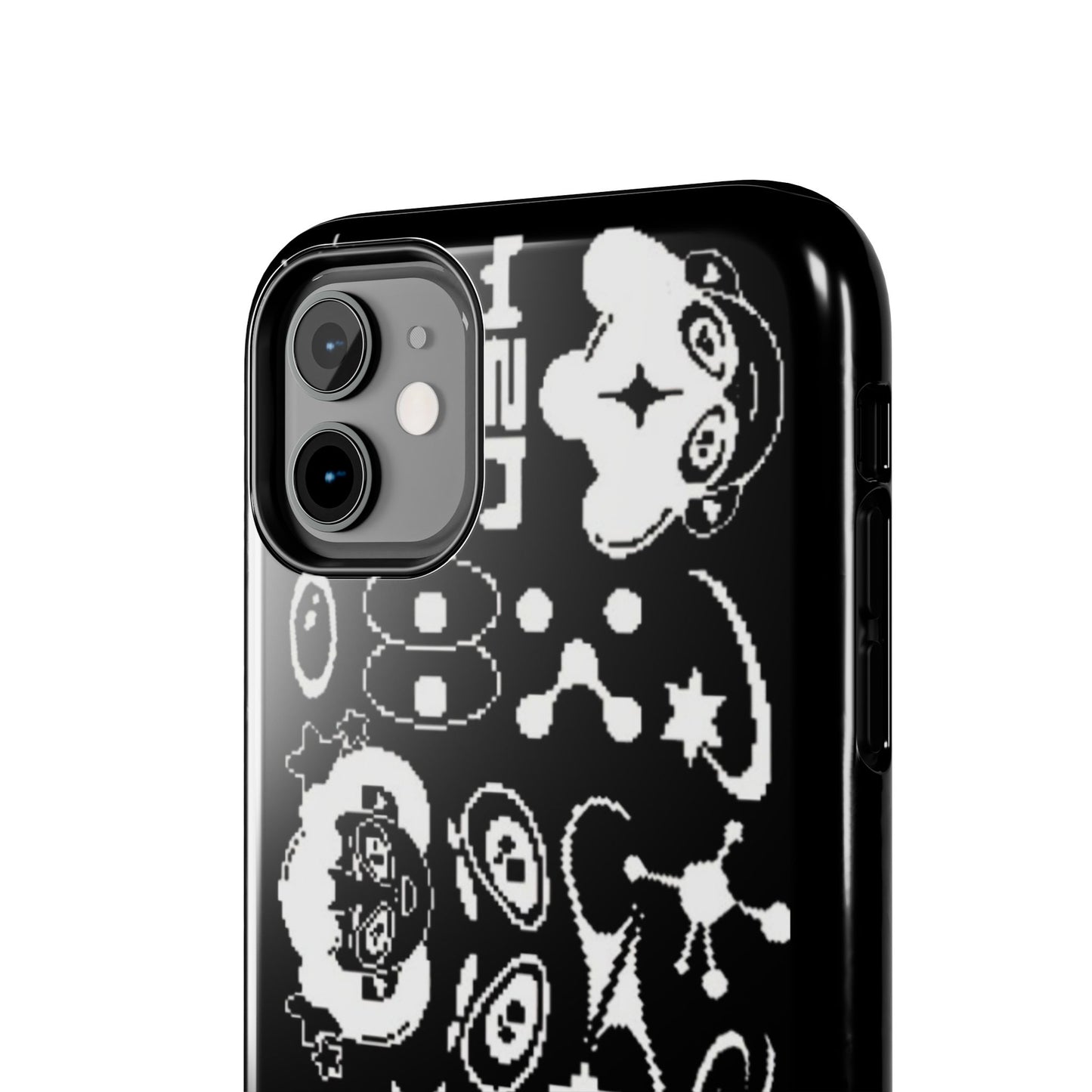Pixel Elements Tough Phone Case — Black Retro Gamer Icons