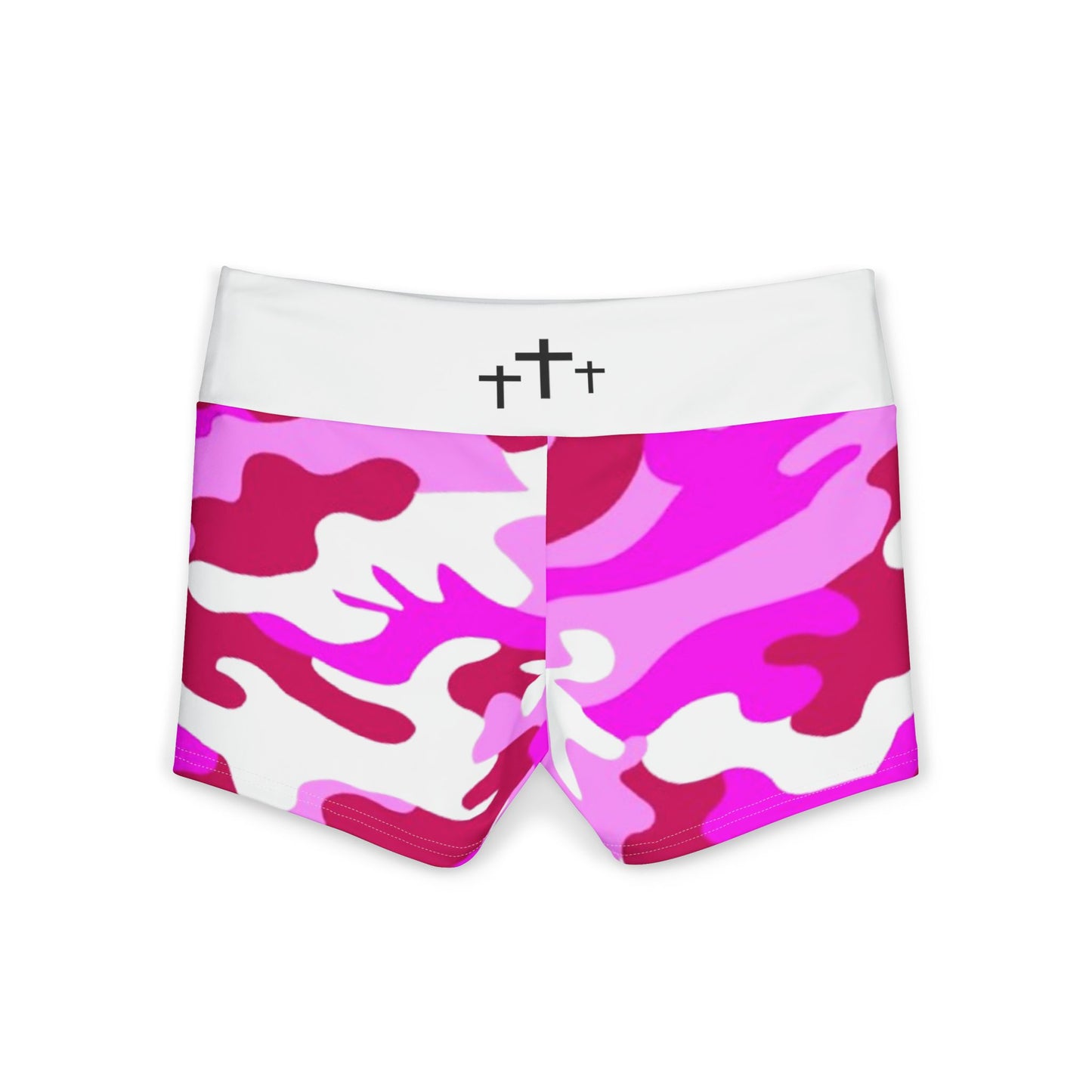 Pink Camo Cute Shorts — Women's Stretch Fitness Booty Shorts