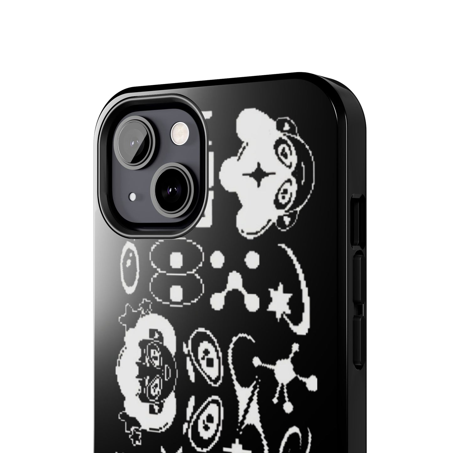 Pixel Elements Tough Phone Case — Black Retro Gamer Icons