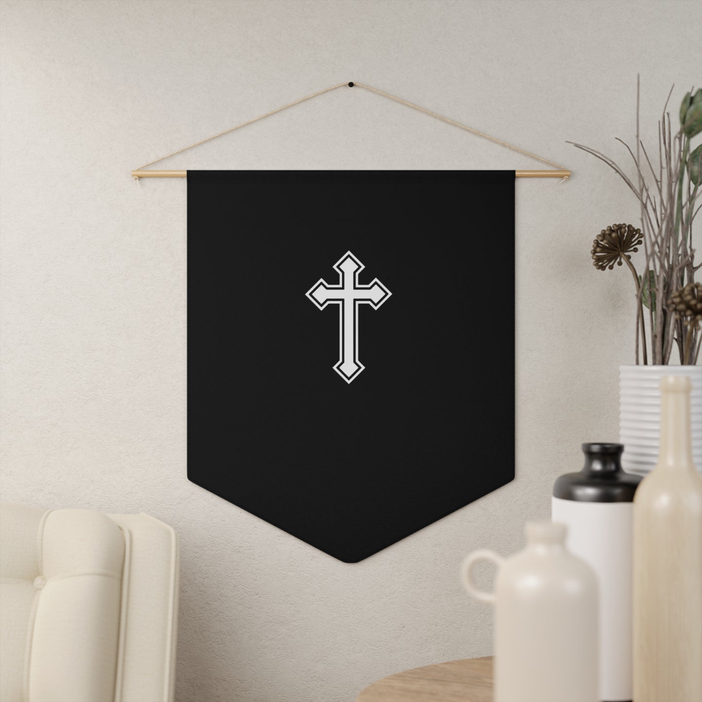 Cross Pennant Banner – Minimal Christian Wall Décor